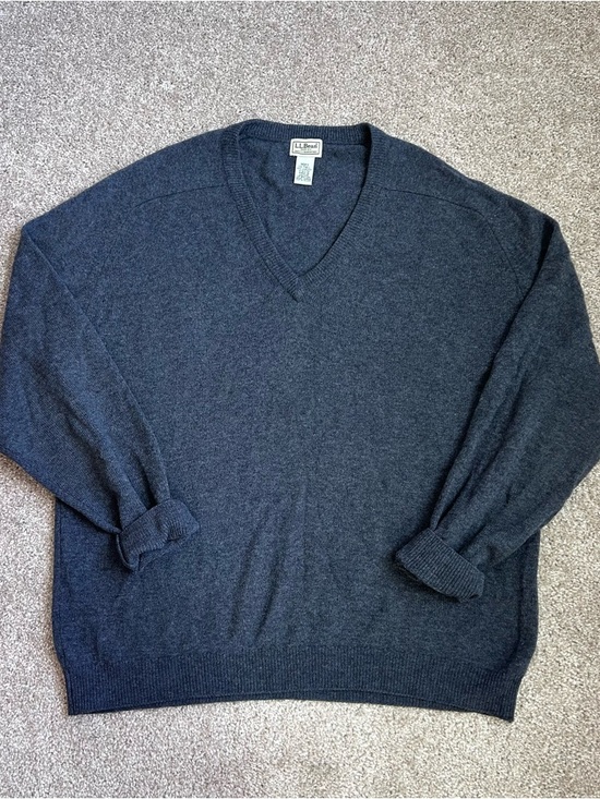 L.L. Bean Other - L.L. Bean V-Neck Sweater Men's Large Tall 100% Lambswool Heathered Blue Gray
